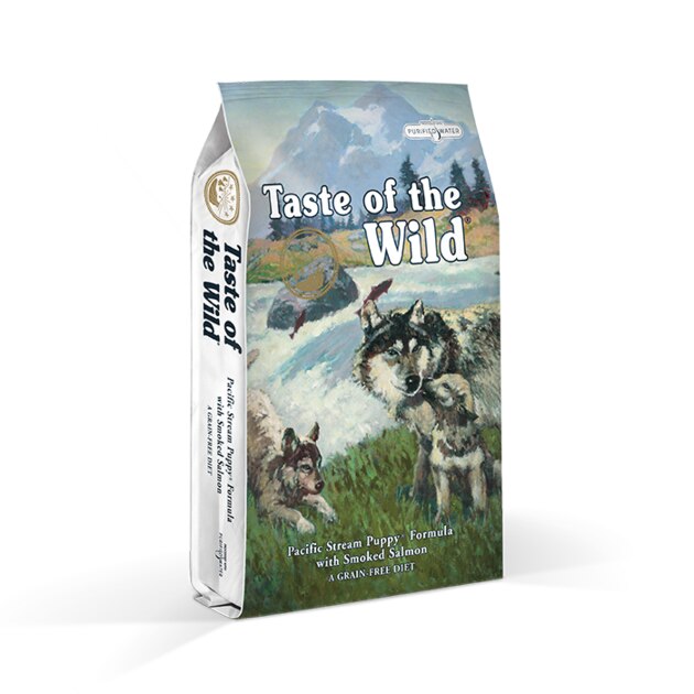 Taste of the Wild - Pacific Stream Puppy: Krmivo pro štěňata všech plemen s dietním lososem. - Taste of the Wild - Pacific Stream Puppy představuje kvalitní krmivo pro štěňata všech plemen bez obilovin, s lahodným čerstvým lososem a mixem superfoods. 